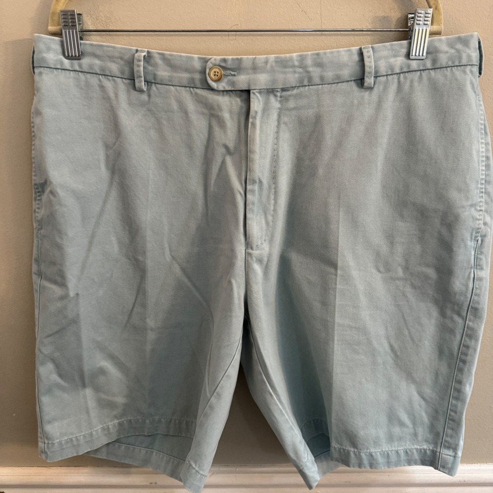Peter Millar Mens Pima Cotton Flat Front Chino Shorts Light Blue Size 38